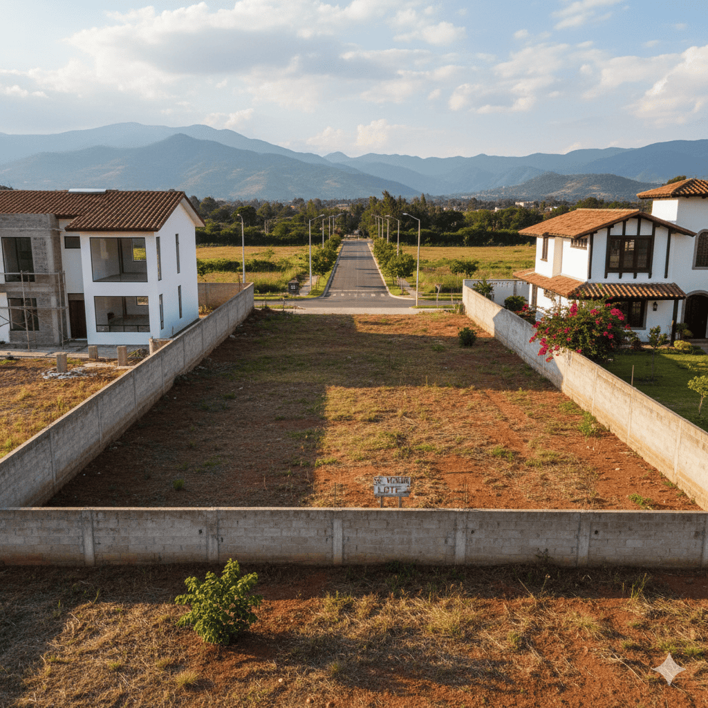 A vacant lot in a developed area of Cuenca.
